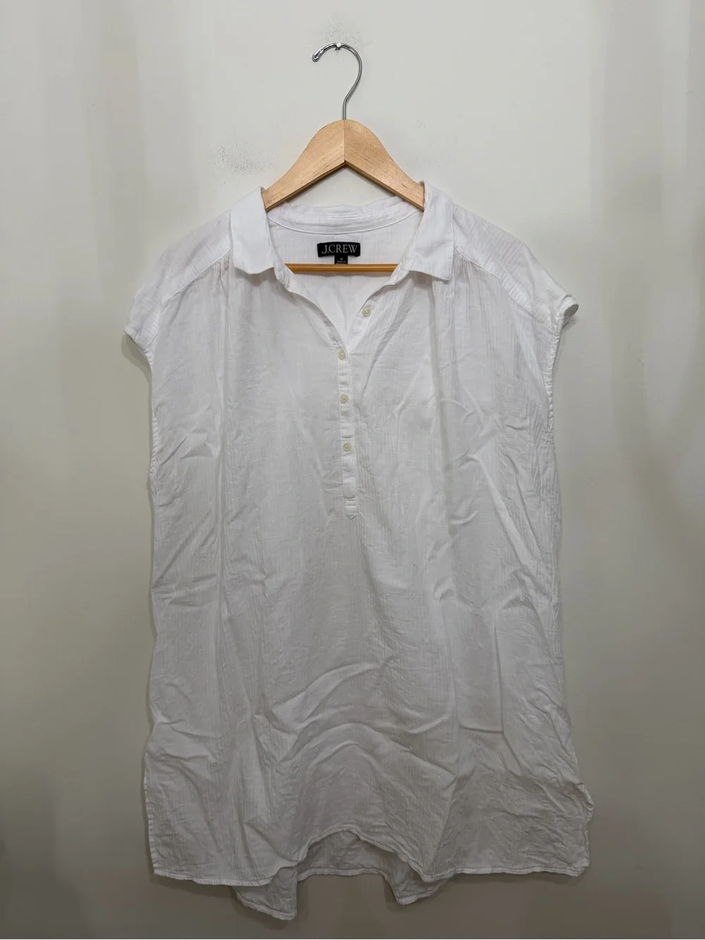 J.Crew Poplin Shirtdress Tunic Pullover Beach Cover Cottage Core White Women’s M